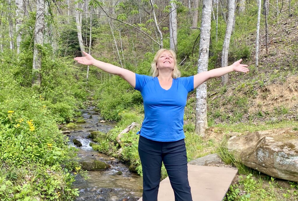 a woman enjoying nature