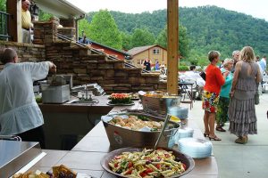 Outdoor event venue with food set up